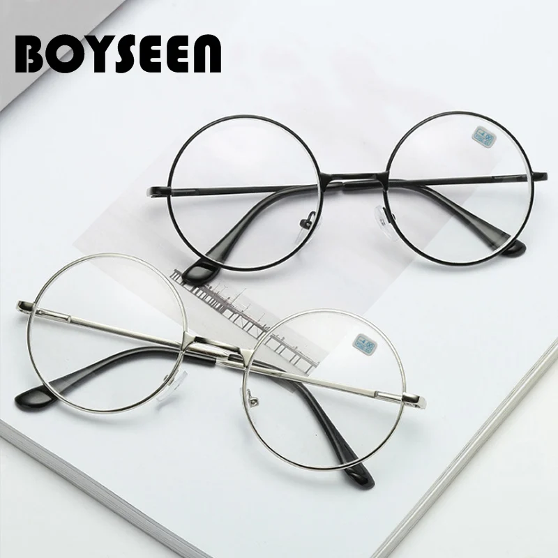 BOYSEEN gotove naočale za kratkovidnost sa stupnjem unisex okvira za naočale, okrugli okvira za naočale za kratkovidnost 8832