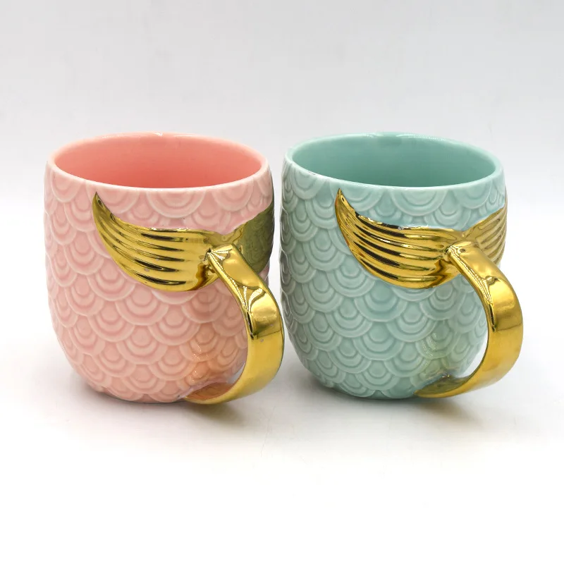 Zlatni Rep Sirene stakleno Keramička Šolja sa Ručkom Kreativni Čaj i Kava Mlijeko Mugs Personalizirane Riblji Rep Šalica Novost Pokloni