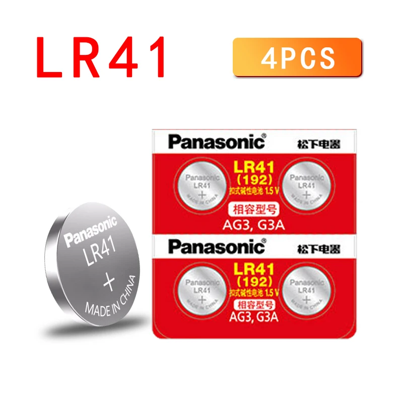 4 KOM. PANASONIC Originalni LR41 192 1,5 v Alkalne Baterije AG3 192 392A L736 Gumb Baterija 0% Hg. Stih za kalkulatora