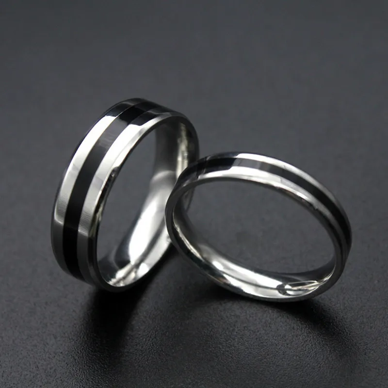 Vjenčani Prsten Od nehrđajućeg čelika, crna, Srebrna Boja, Jednostavnog Dizajna, Par Prsten Saveza, Prsten Širine 4 mm 6 mm za Žene i Muškarce