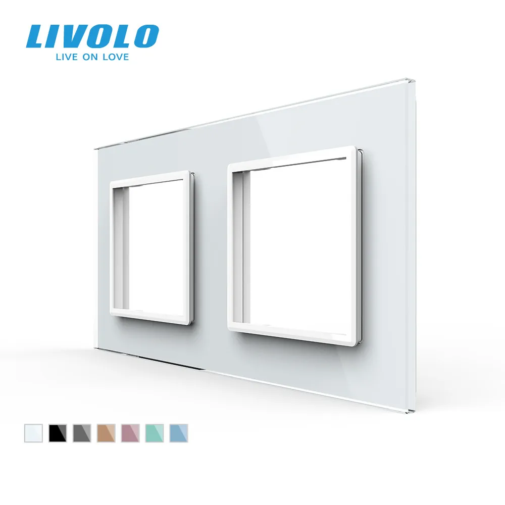 Livolo Luksuzno bijelo biserna kristalno staklo, EU standard, dvostruka staklena ploča za zidnog prekidača i utičnice, C7-2SR-11 (4 boje)