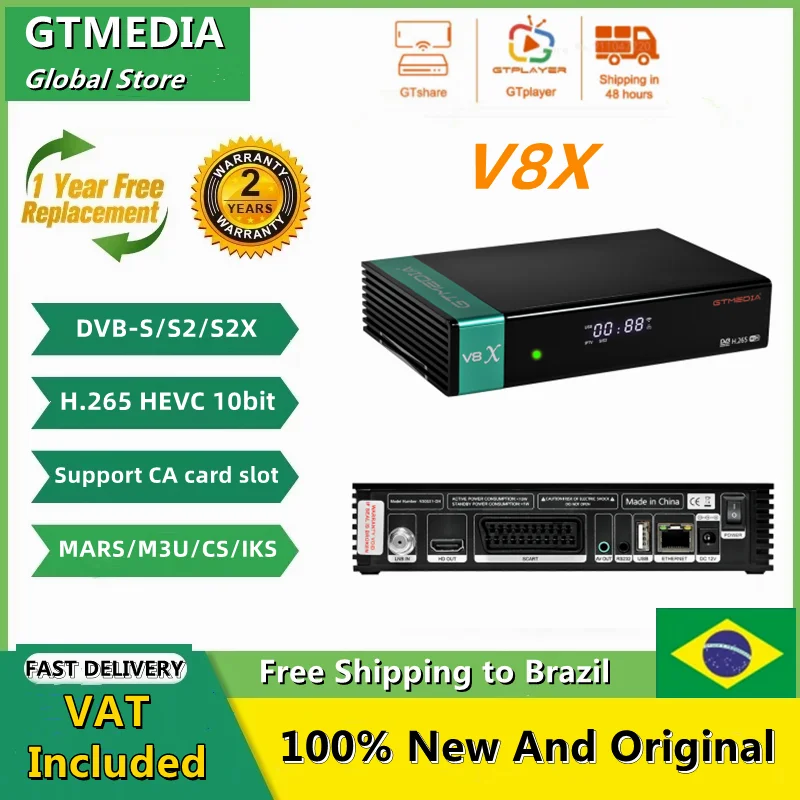 GTMEDIA V8X 1080P DVB-S/S2/S2X Satelitski prijemnik Ažuriranje HD Gtmedia V8 Nova/Honor Podrška H. 265 Ugrađeni WiFi Satelitski prijem