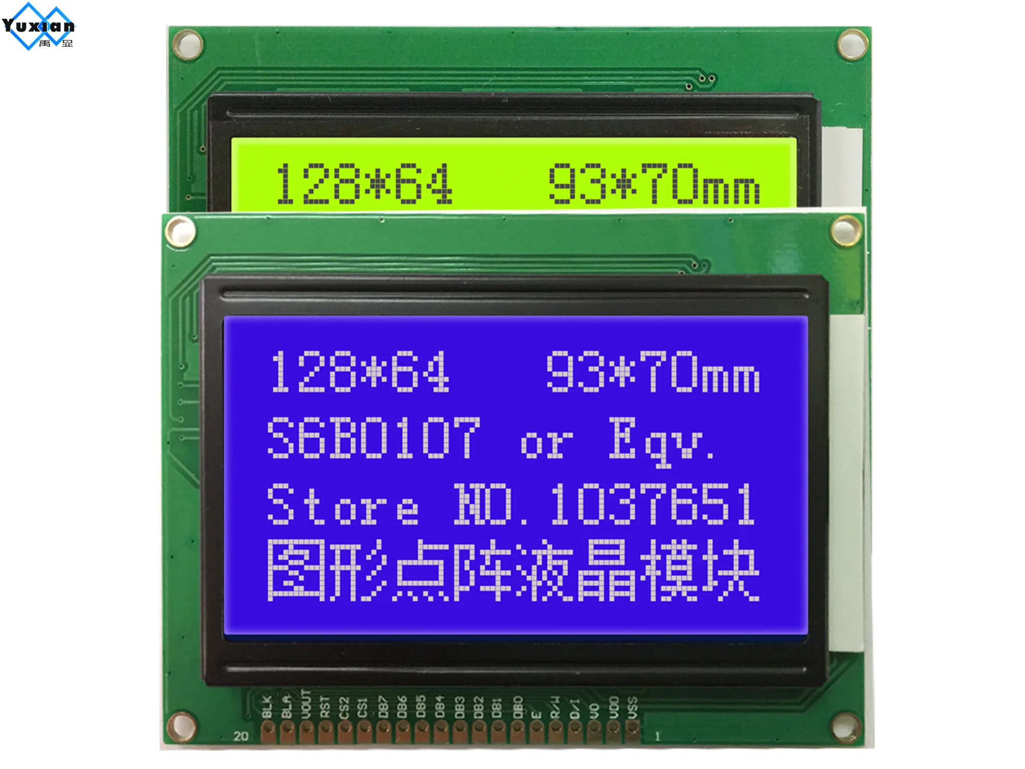 12864 LCD Modul 5 U Zeleno Plava NT7108 20pin hot prodaja