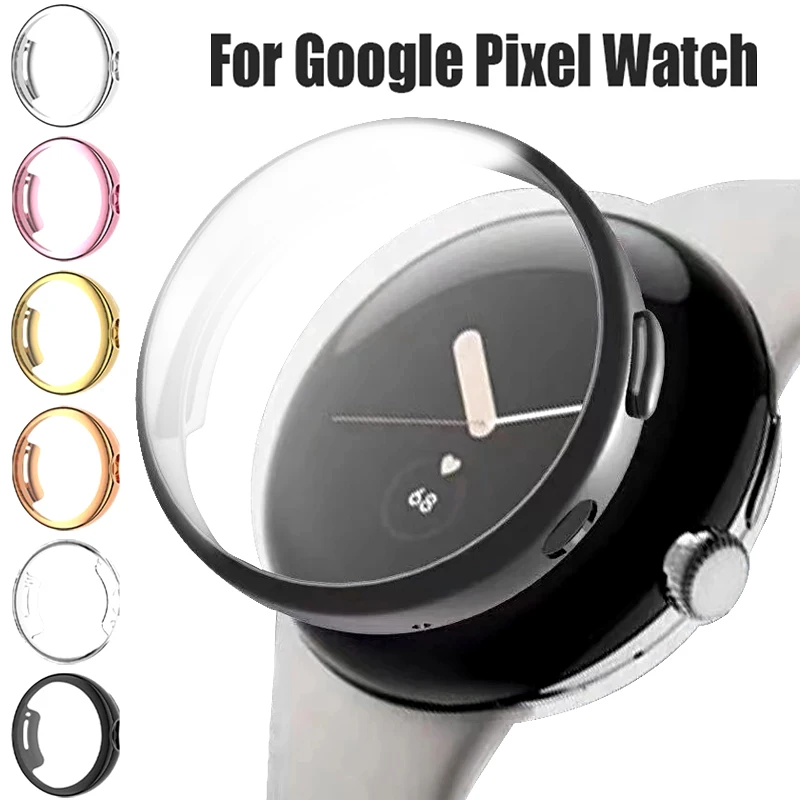 Za Google Pixel Watch Torbica S Pozlaćeni Okvir šok-dokaz Torbica Pixelwatch 2022 Transparentno TPU Soft Pun Zaštitna Torbica