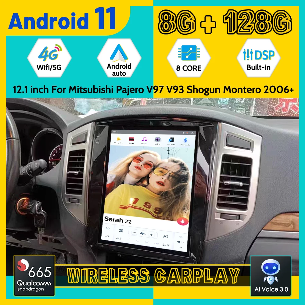 G6 Android 11 Tesla Ekran Za Mitsubishi Pajero Sport V97 V93 2006 + Uređaj 2Din Stereo Prijemnik Авторадио Mediji