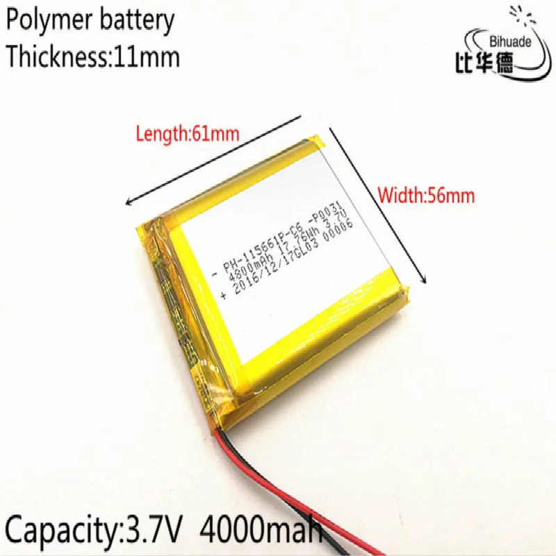 3-7 U litij-polimer baterija 115661 4000 mah Tablet PC-mobilna navigacija snaga GIY