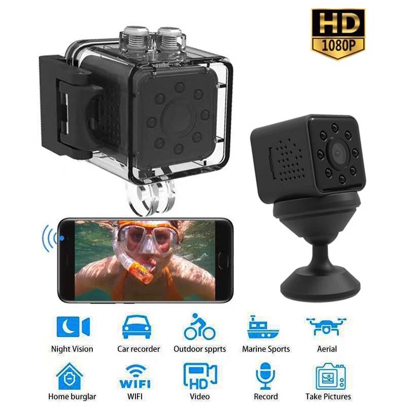 Mini-Kamera HD WiFi Akcijske Skladište 1080P prilagodnik za širokokutna snimanja Kamera je Vodootporna Mini-Kamera Video Sportski Mikro-Kamere SQ11 SQ23