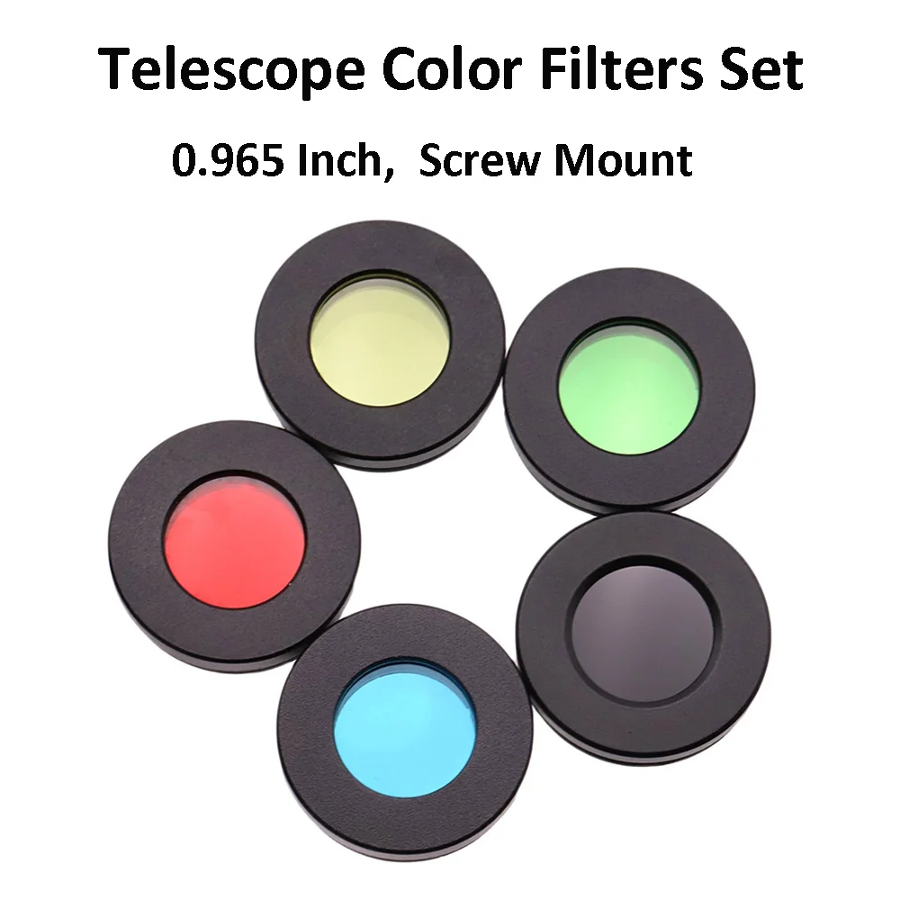 Skup obojenih filtera za okulara астрономического teleskop 5 u 1, 0,965 inča / 24,5 mm, crvena / Plava / Zelena / Žuta / Crna