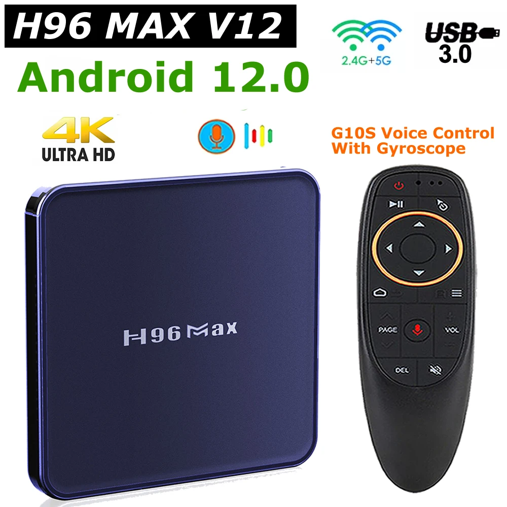 Android 12 TV Box H96 MAX V12 Rockchip RK3318 4G 64GB RAM ROM 2,4 G/5G Wifi Dual BT USB3.0 H96MAX TVBOX 4K HDR10 pojedinca ili kućanstva
