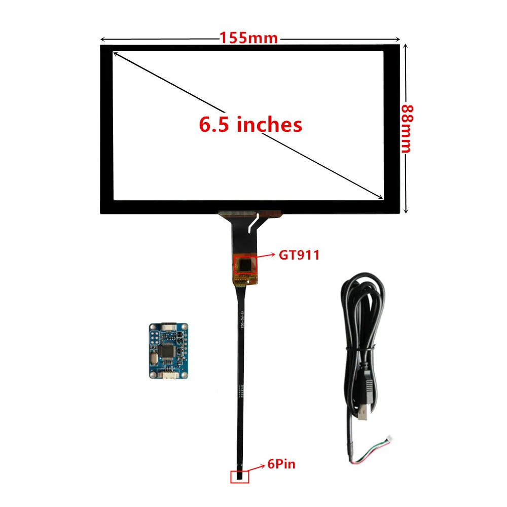 6,5 cm 155 mm * 88 mm Malina Pi tablet PC navigacija Kapacitivni multi-Touch zaslon Osjetljiv na dodir Digitalizator ploča Staklo USB Ploča vozača