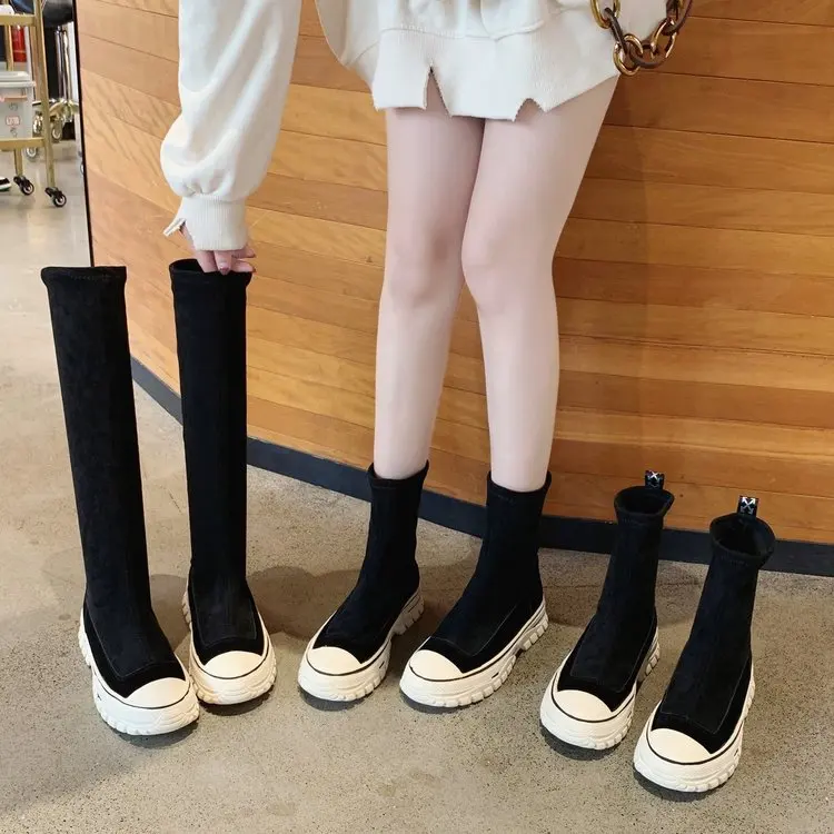 Cipele Martin; ženske cipele u britanskom stilu; sezona jesen-zima 2021; Nove kratke čizme; ženske elastične cipele s debelim potplatima