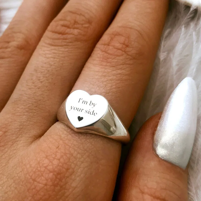 Personalizirane DIY Srčani Prstenovi za Žene s Gravurama Love Ring Izuzetna Izjava Prst Godišnjicu Poklon za Rođendan