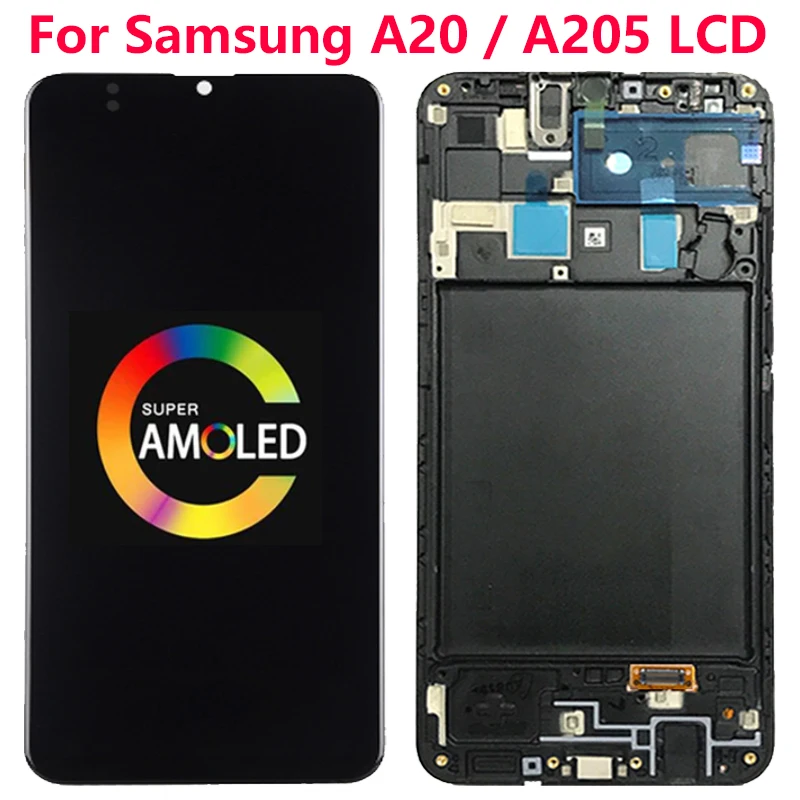 SUPER AMOLED A20 LCD Za Samsung Galaxy A20 A205 SM-A205U A205FN LCD zaslon u Sklop Za SM A205YN A205G A205W LCD zaslon rezervni Dijelovi za Popravak