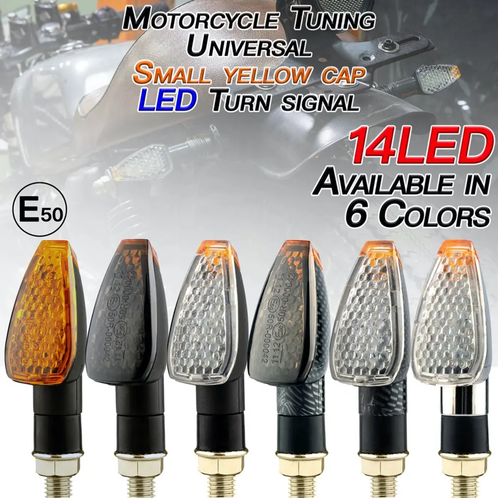 12V Moto LED Pokazivači Smjera S E50 Mark 14LED Žmigavaca Amber svjetlo Premazom Srebrno Kućište Moto Indikatorsko svjetlo