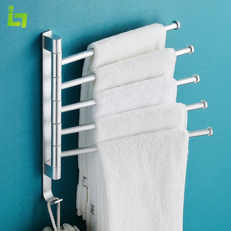 Vješalica za ručnike od nehrđajućeg čelika može se rotirati pomoću kuka 5 motke Za zidne instalacije mogu se koristiti ljepila ili čavala