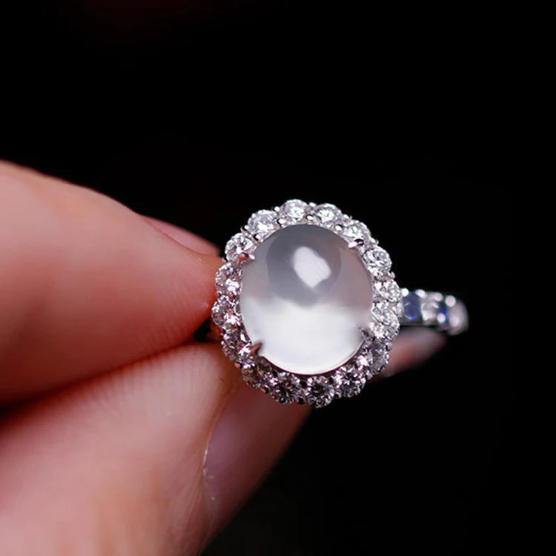 Dizajn novi dijamant iz prirodnog халцедона, jaje rezanci, donje prsten, открывающееся podesivo svjetlo luksuzno blistavi fascinantno nakit proizvod
