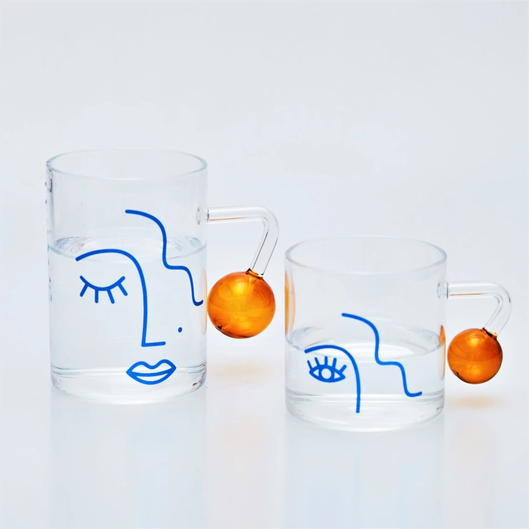 Skandinavska Umjetnost Staklena Čaša Otporna Sferna Ručka Genetika Šalica Vode Za Doručak Mlijeko Čaj Demitasse Čaše Za Piće