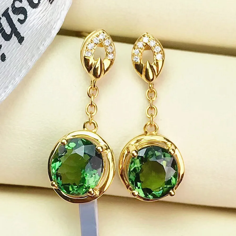 Smaragd dragulji zeleni kristal, cirkon dijamanti viseći viseće naušnice za žene 14 Do zlatne boje nakita bijoux brincos pribor