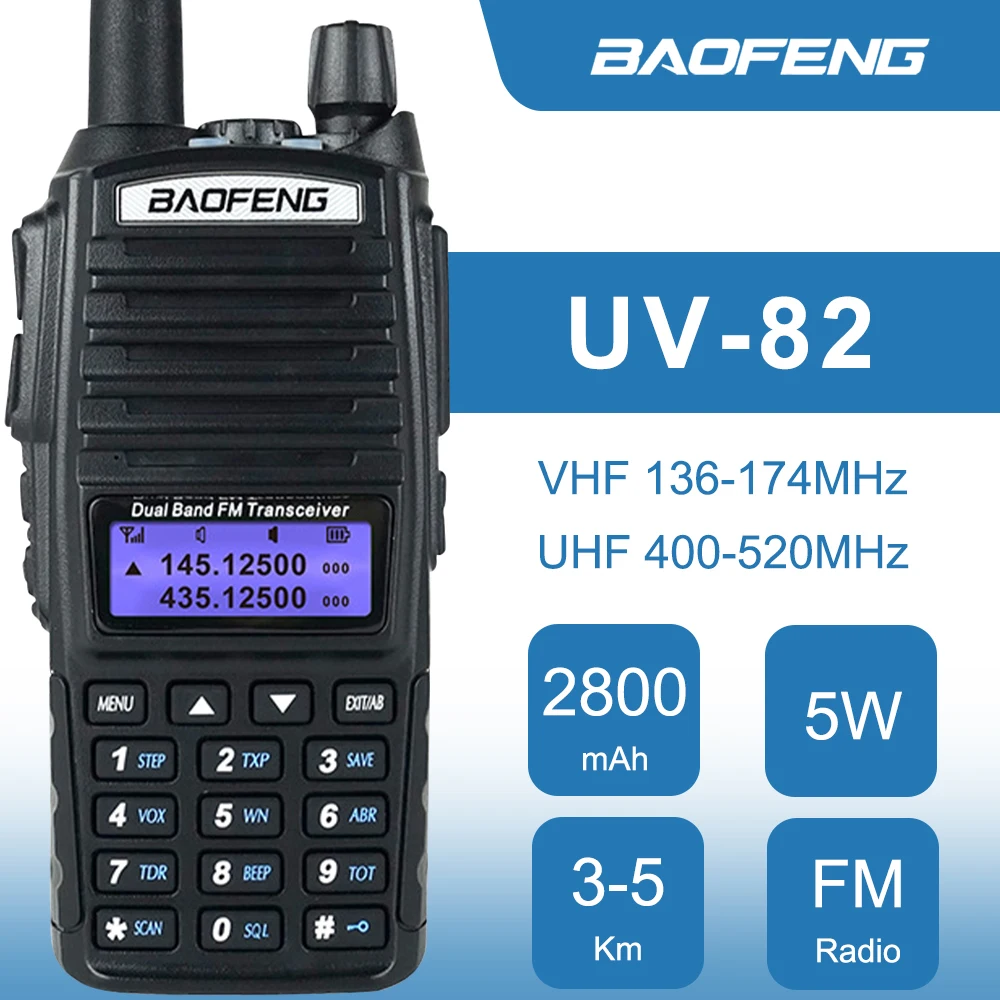 UV-82 Baofeng Prijenosni prijenosni radio 5 W Dvosmjerni Radio Dual standby dugog dometa Prijenosni Amaterka Radio Mobilni dual band VHF Primopredajnik