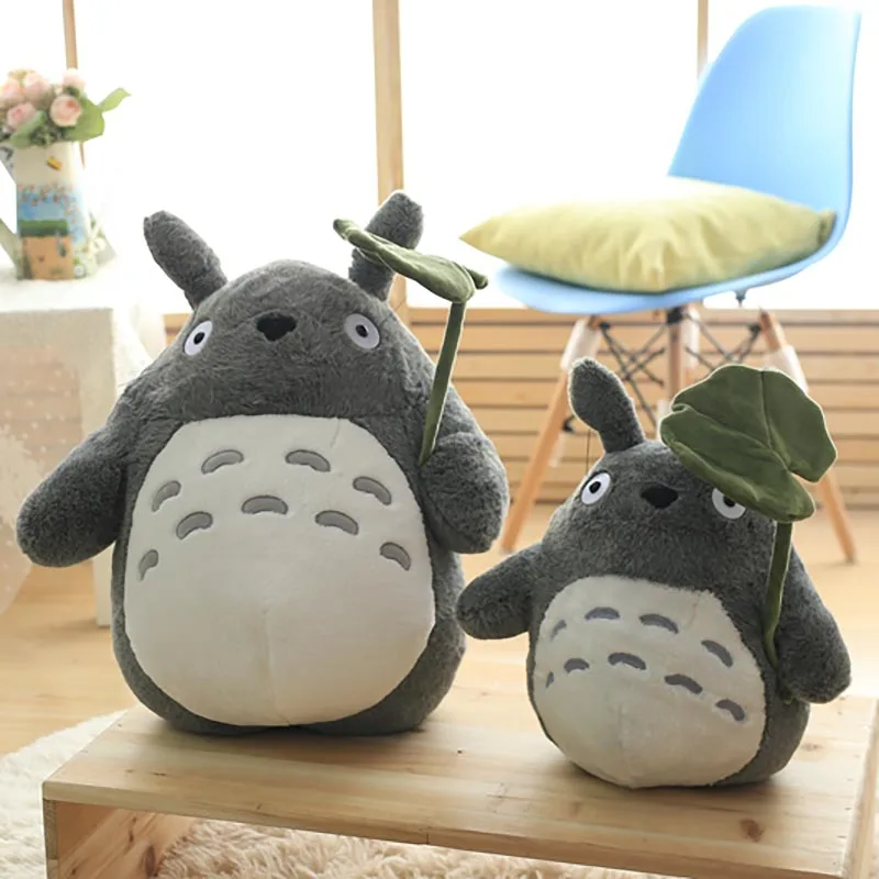 30 cm Totoro Pliš Igračku Sladak Medo Mačka Japanske Anime Lik Lutke Medo Totoro S Listom Lotos Dječje Igračke Rođendan Božićni Poklon