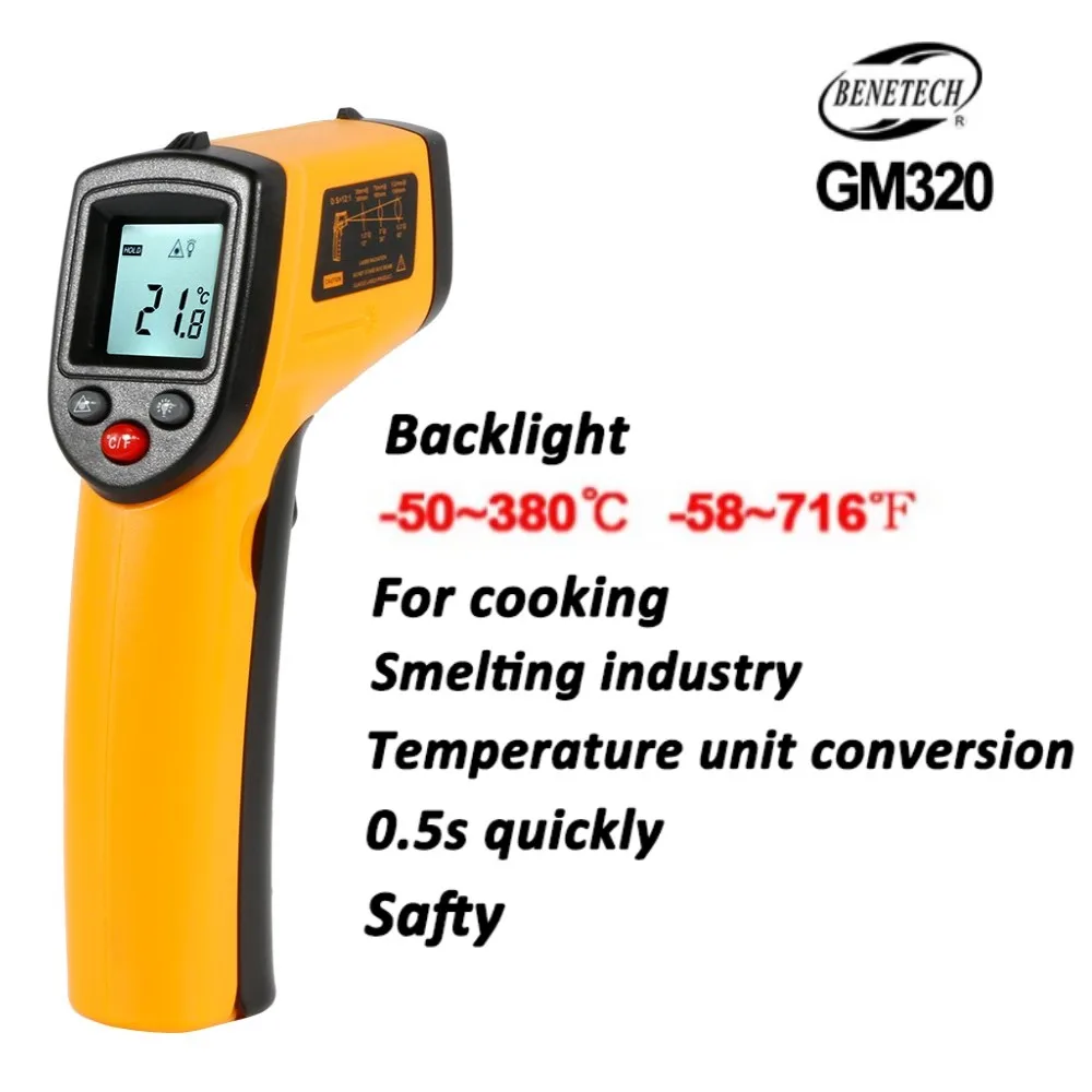 Infracrveni termometar GM320 (ne za čovjeka), Industrijski Пирометр Temperature Digitalni Laserski Termometar-58℉~716℉ (-50~380℃）