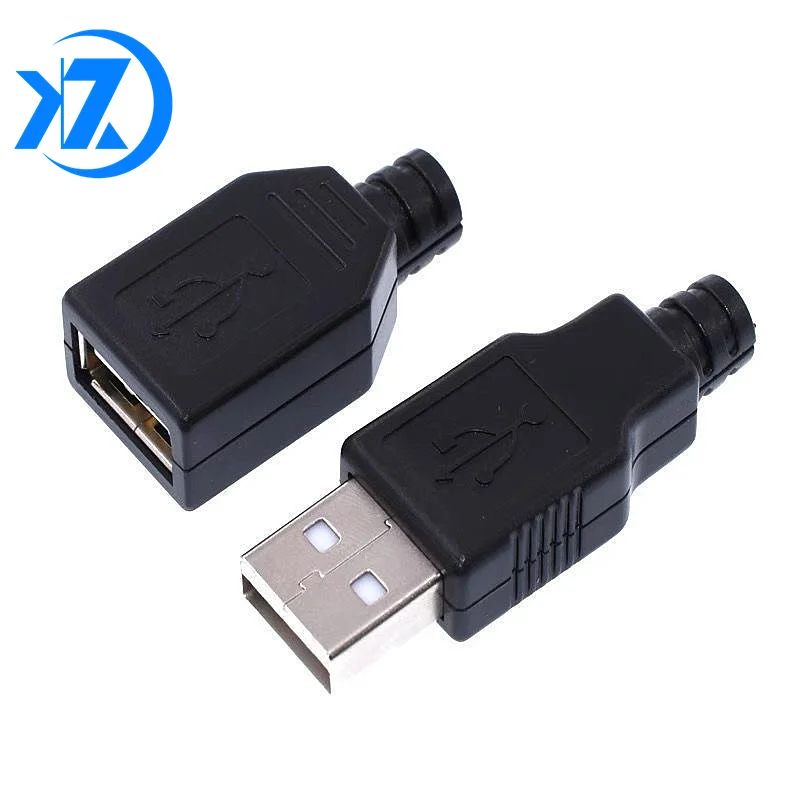 10 kom. Tip Ženske i muške USB 4-pinski konektor za utičnice s crnim plastičnim poklopcem USB-priključak (5 kom muški + 5 kom ženski)