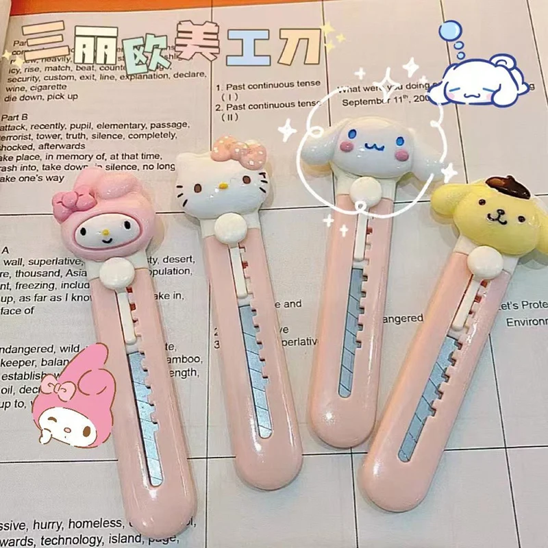 Kawaii Sanrio Pribor Univerzalni Nož Hello Kittys Cinnamoroll Mymelod Anime Slatka Oštar Cijev Mini Rezač Papira Poklon Za Djevojčice
