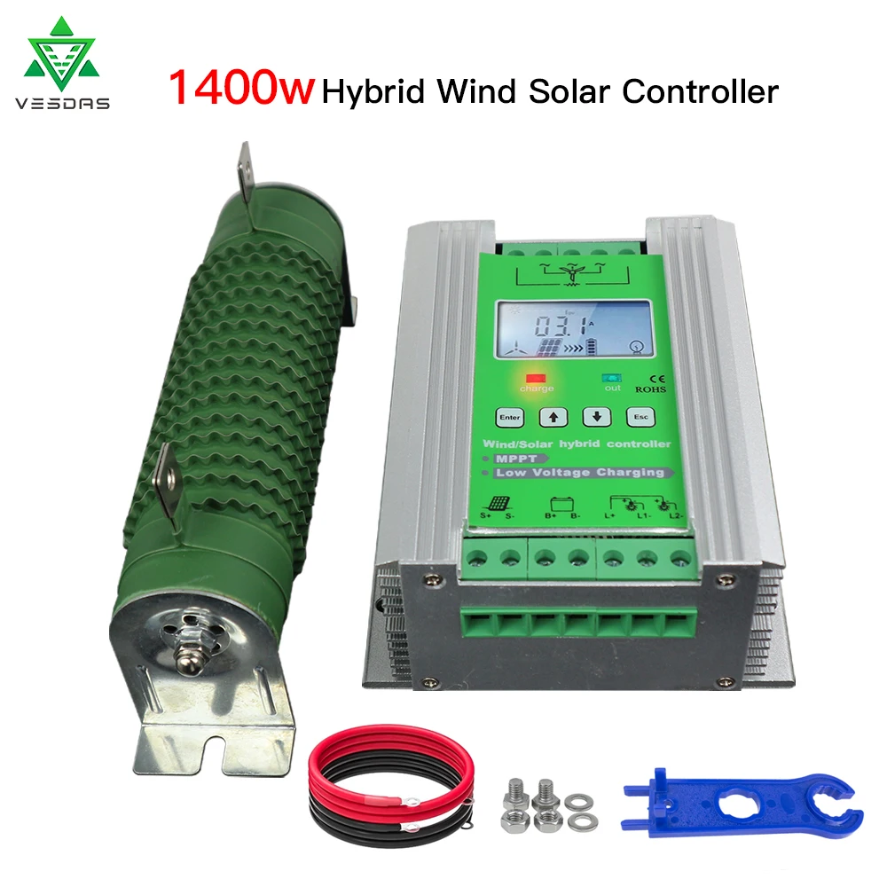 1400 W MPPT Vjetar Solarni Kontroler Pražnjenja Hibridni Solarni Vjetar Pojačalo Tracker Regulator Za 12-24-Kiselina Baterije Olovo