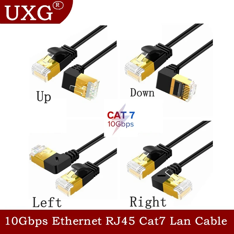 10 Gbit/s Ethernet Kabel RJ45 Lan Kabel Cat7 UTP RJ45 Mrežni Kabel Cat6 Kompatibilan Patch Kabel 90 Stupnjeva Pod Pravim Kutom 0,5 m 1 m