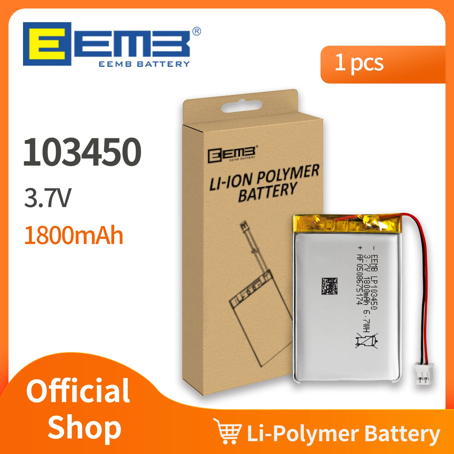 EEMB 103450 3,7 Baterija U 1850 mah Lipo Litij Polimer baterija baterija baterija baterija Baterija Baterija za GPS DVR Kamera MP5 Navigator