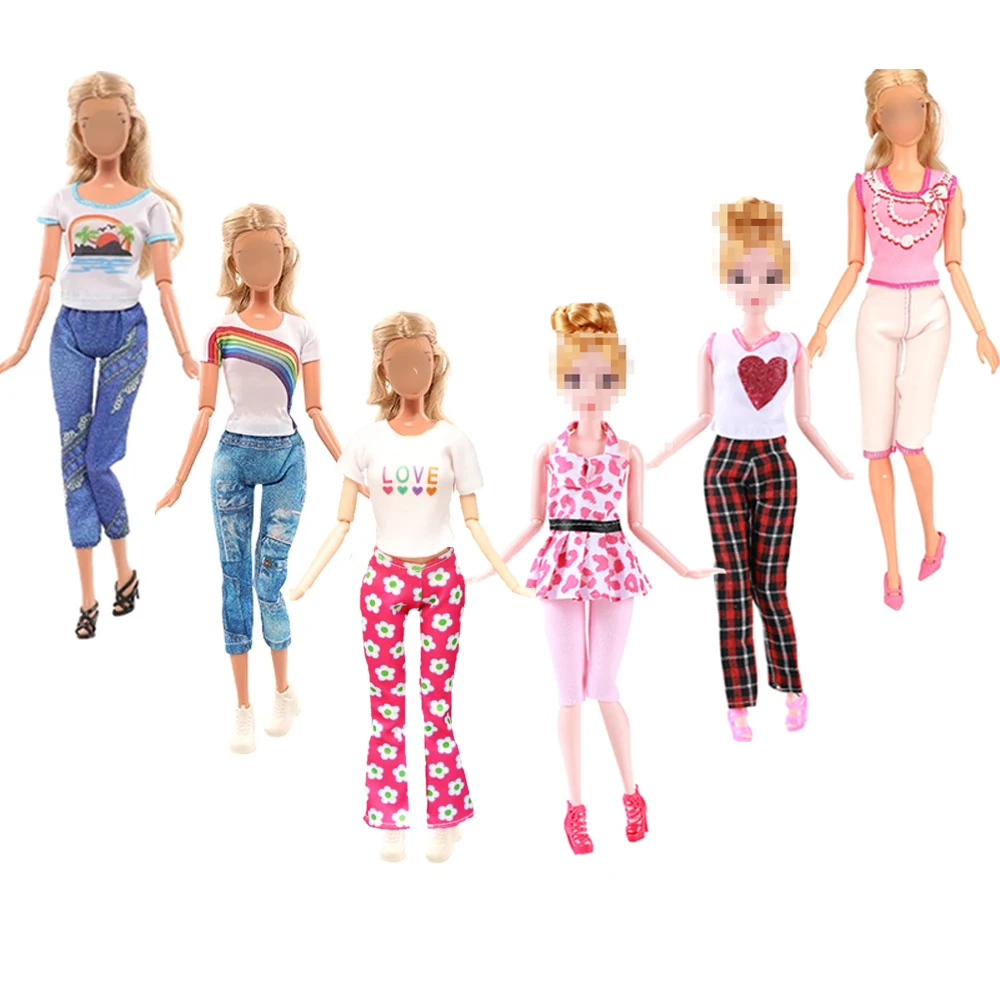 Kvalitetan Casual Odjeća 30 cm Pribor za Lutke 12 predmeta/set = 6 Vrhovima + 6 hlače Odjeću za Barbie Igračke DIY Poklon za Rođendan
