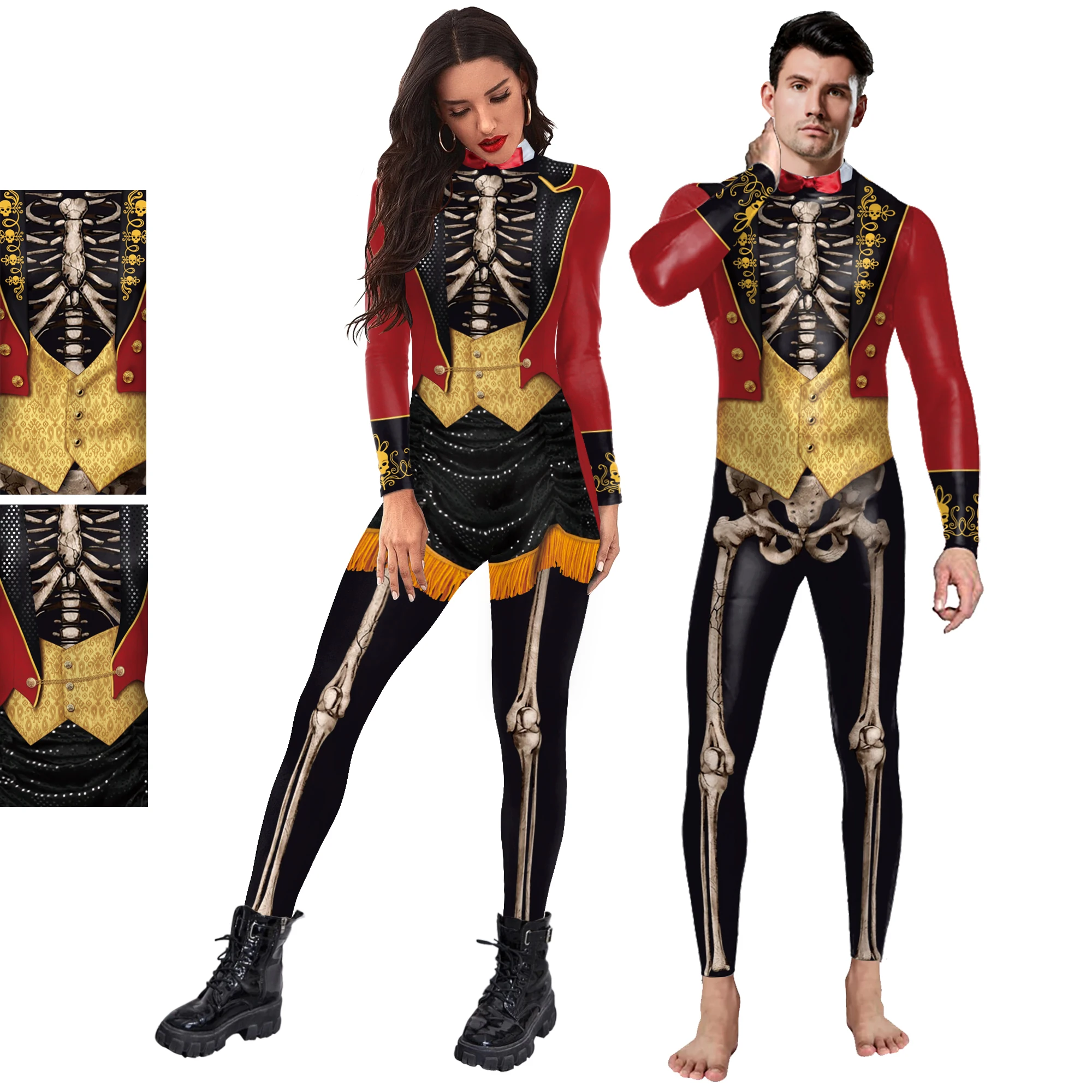 Zawaland Halloween Večer Unisex Kostur Cosplay Odijelo S 3D Ispis Tijelo Зентаи Elastični Body Seksi Kombinezon Dugi Rukav