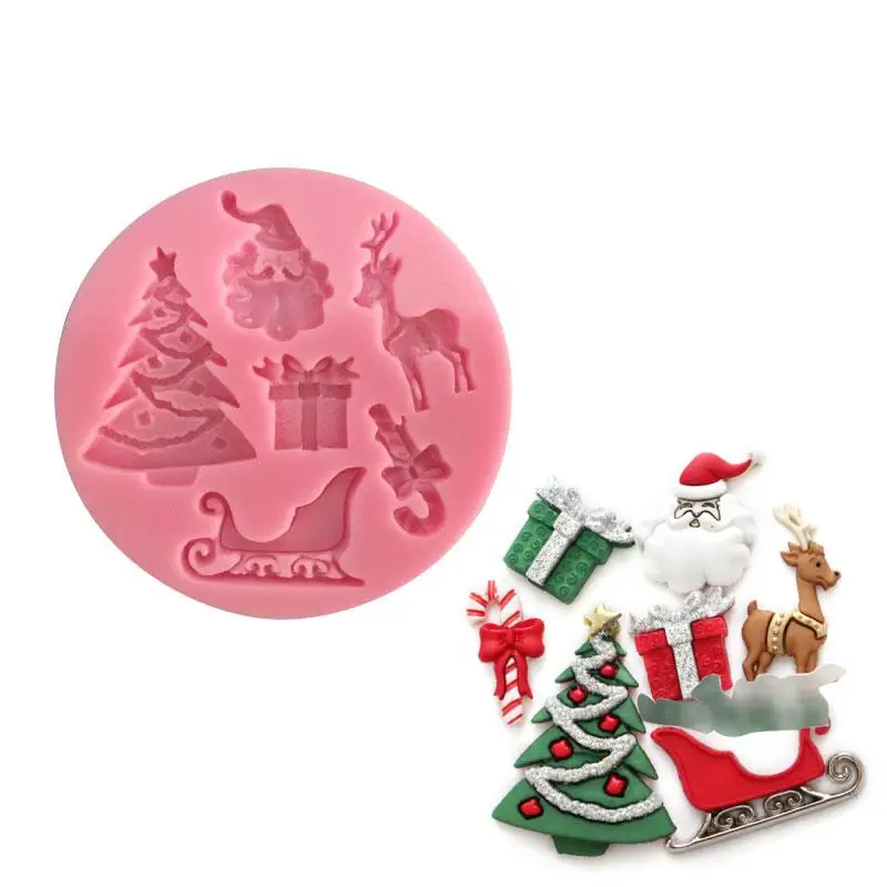 Yueyue Sugarcraft Božićni Djed Mraz sob Silikonska forma obrasca za помадки alata za ukrašavanje kolača u čokoladu tijesto u kalup