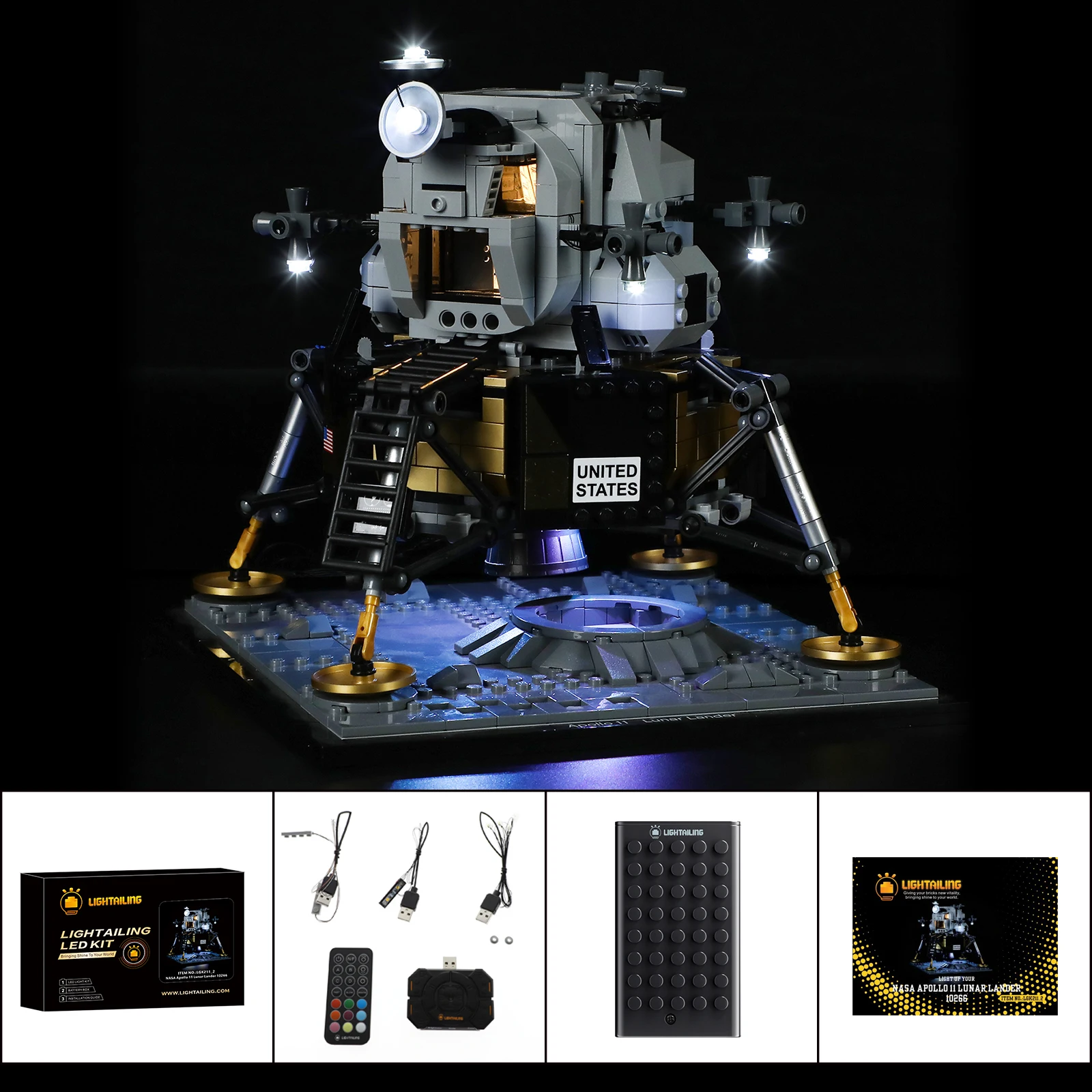 LIGHTAILING led lampa Set za 10266 Apollo 11 Lunarni Slijetanje aparat Skup sastavnih blokova NE uključuje model igračke za djecu RC Verzija