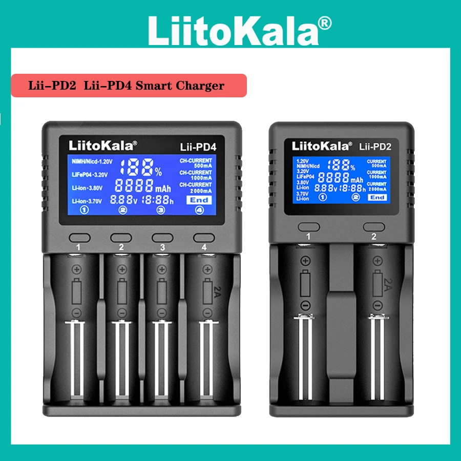 LiitoKala Lii-PD4 Lii-PD2 21700 Punjač 3,2 U LiFePO4 3,7 U Punjenje 18650 Punjiva baterija Punjač baterija NiMH 26650 AA AAA