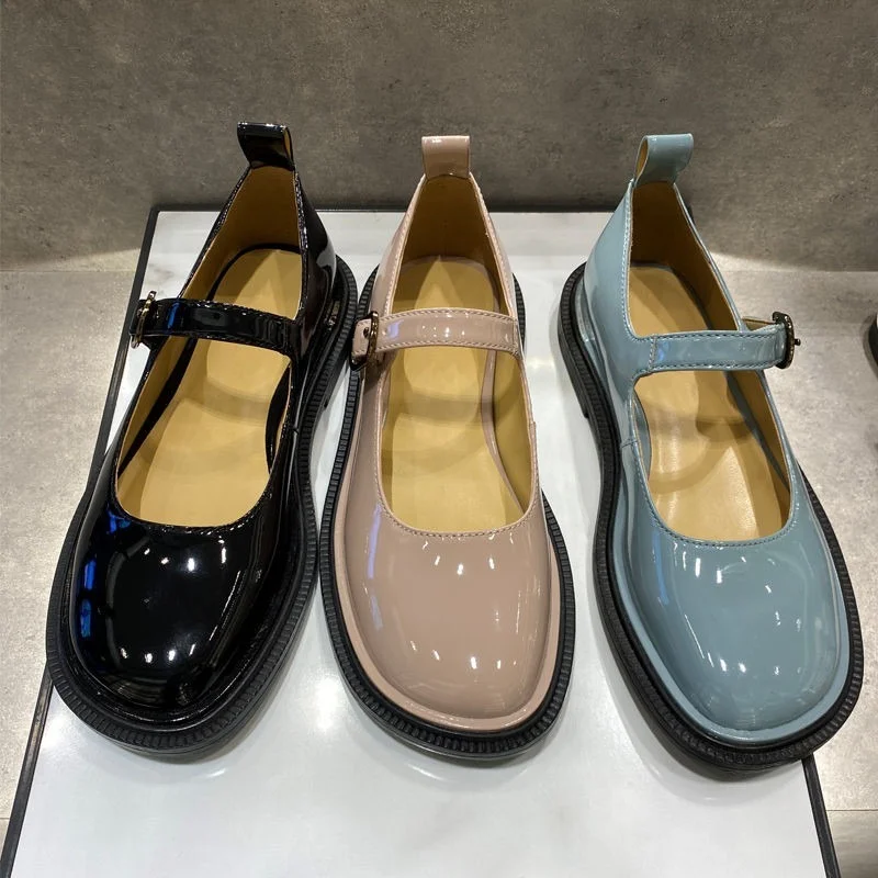 Pmwrun/ Ženska Obuća Mary Jane na platformi u stilu Харадзюку živih boja u gotičkom stilu, лоферы od lakirane kože u retro stilu 2022 godine, Trendy cipele ravnim cipelama sa remenom i kopčom