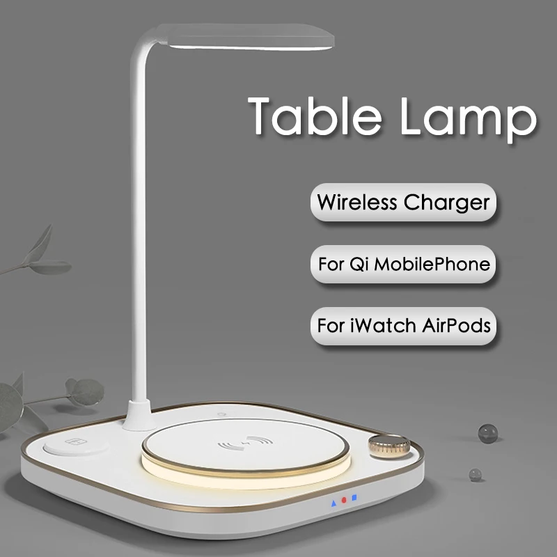 LED Stolne Svjetiljke Qi Bežični Punjač Za iPhone 12 13 11 Pro Max Samsung Kućni Ured Lampe Spavaća soba Mali Stolić Lampe za čitanje