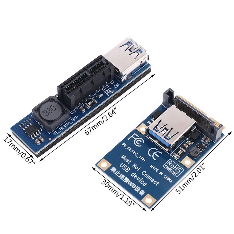 2022 PCI-E Riser Mini PCIE za PCI-E X1 Produžno SATA Port Adapter Naknada Proširenja Priključak za Napajanje od 30 cm USB Produžni Kabel