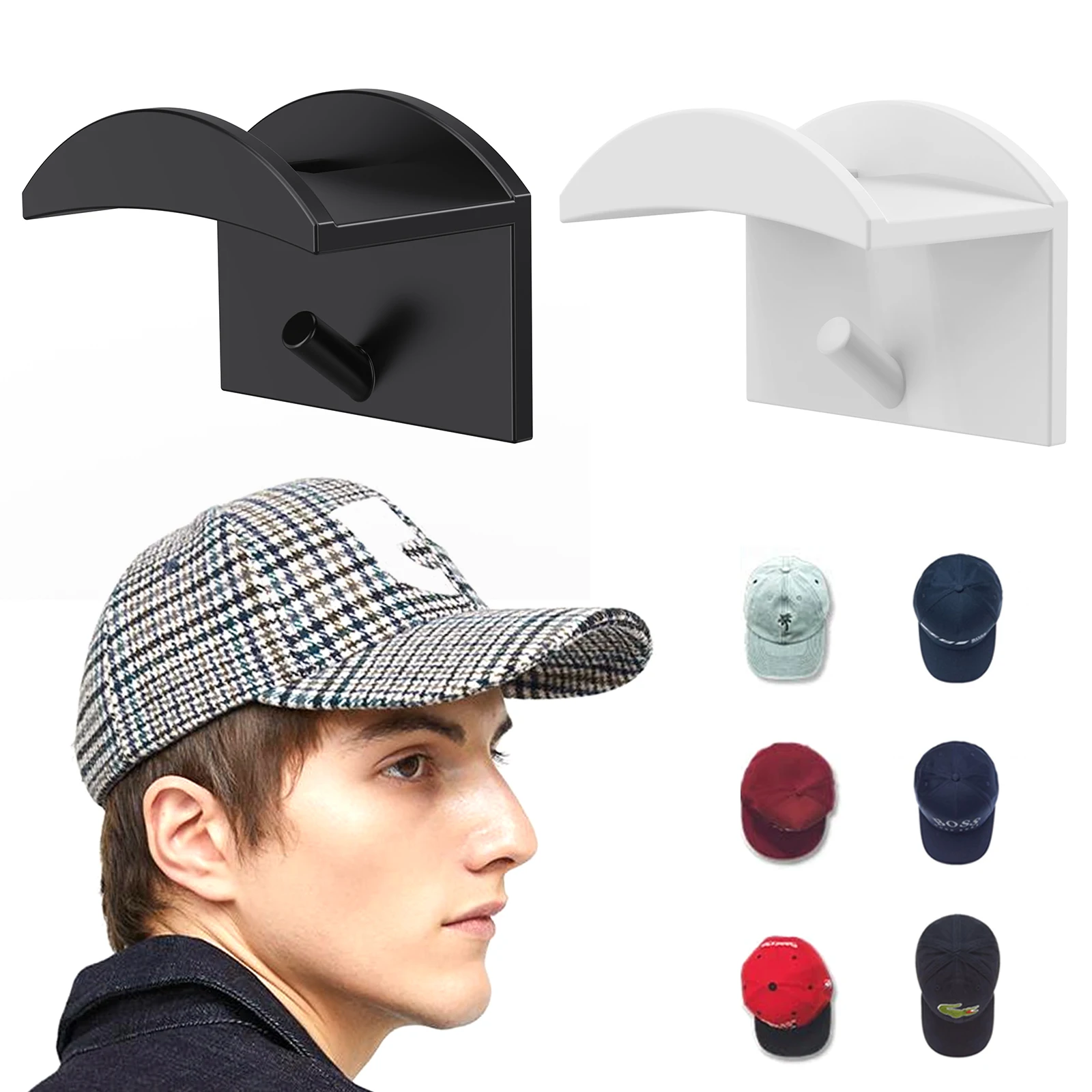 Višenamjenski kuke Moderne ljepljive kuke za kape za zidne minimalistički Dizajn Stalci za kape, bez bušenja, čvrste vješalice za kape