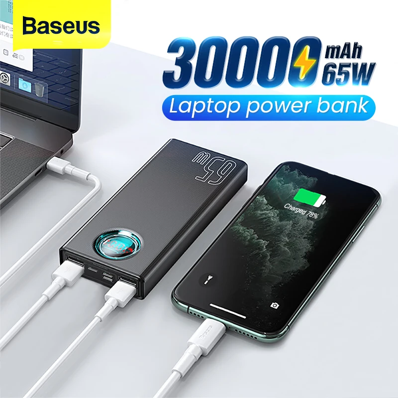Baseus 65 W Power Bank 30000 mah USB C PD Brzo Punjenje 20000 Power Bank Prijenosni Vanjski Punjač Za Laptop iPhone Xiaomi