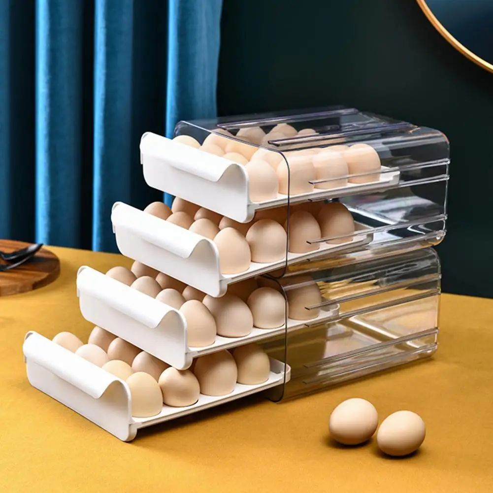 Kutija Za Skladištenje Jaja Pull-Tip Hladnjak Organizator Za Jaja Praktičan Hermetičan PAT 32 Grid Svježe Očuvanje Organizator za Jaja za Kuhinje