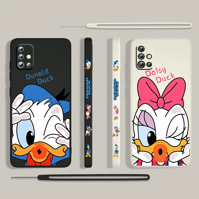 Donald Duck Disney Moda Za Samsung Galaxy A73 a a53 A33 A52 A32 A22 A71 A51 A21S A03S A50 4G 5G Tekuća Lijeva Uže Torbica Za Telefon