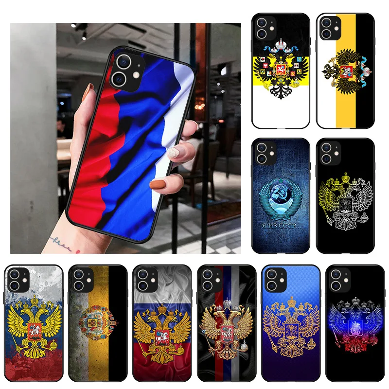 Starinski Zastava Rusije, Mekana Crna Torbica Od TPU za telefon iPhone 13 12 Pro XS Max X XR 7 8 6 6S Plus 12 13 11 Mini Pro Max SE 2020, Torbica