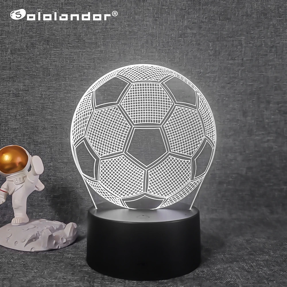 Kreativni Nogomet Košarka 3D Vizualni noćno svjetlo Novo Klizanje Na Ledu Sport Crna Akrilna Osnovna Lampe za Blagdanski Dar za prijatelja
