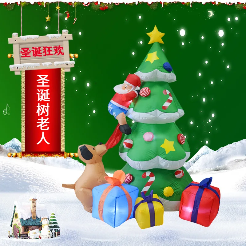 2,1 m Božićno Inflatable Igračka Drvce, Inflatable Djed Mraz, Penjanje na Stablo, Преследуемое Štene, Božićne Ukrase za Dom