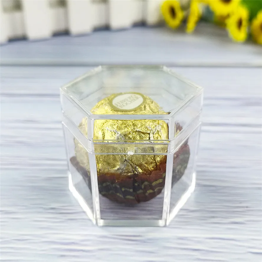 24 kom. Geometrijski Šesterokutna Prozirna Plastična Kutija Mini Kutija Za Pohranu Nakit za Vjenčanje Nakit Darove Za Događanja i Stranaka