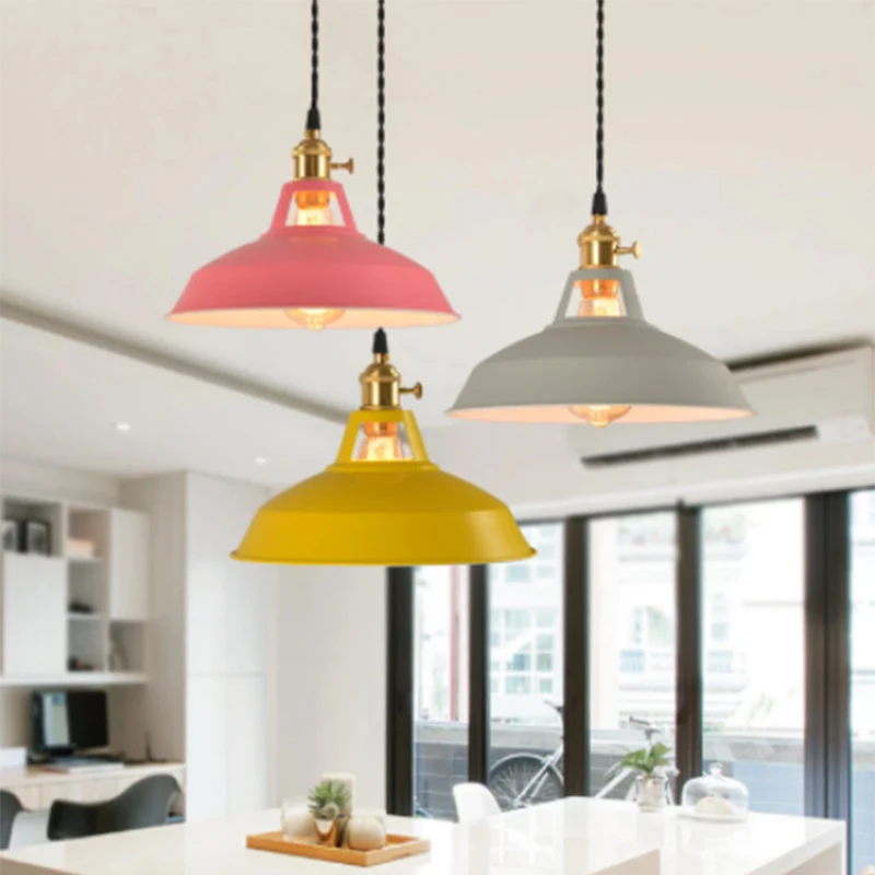 Skandinavski Viseći Svijećnjak Industrijskog Stila Šarene E27 Kuhinja Restoran Kućna Žarulja Moderni Viseći Svijećnjak Abažur Dekorativne Svjetiljke