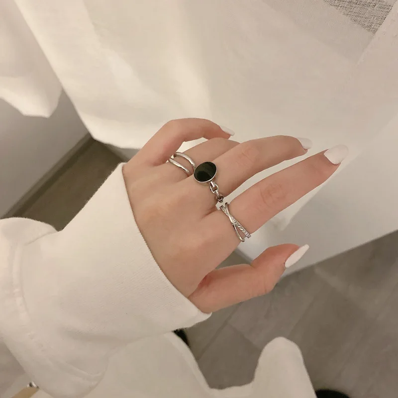 Винтажное crno estetski nakit-prsten 3 kom./compl., modni podesiv prsten za žene, novi jednostavan двухслойное donje nakit proizvod