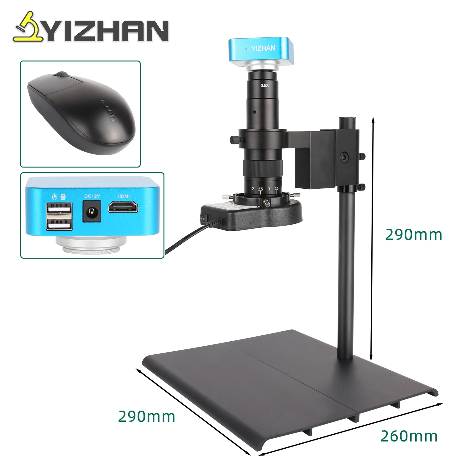 YIZHAN HDMI USB Digitalno Video Монокулярный Mikroskop Kamera Sony-IMX335 Upravljanje mišem Ugrađeni softver 180X C-Mount Objektiv