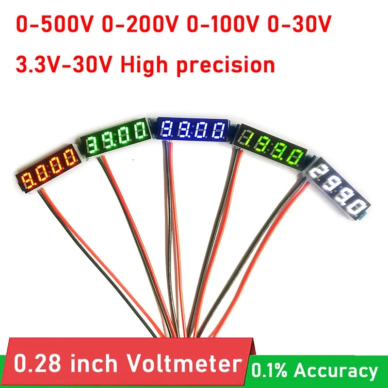 0,28 cm 4 bita Digitalni Led Voltmetar dc 0-500 300 U 0-200 U 0-100 U 0-10 U Napon je Volt Control Mjerač baterije monitor MINI VELIČINA